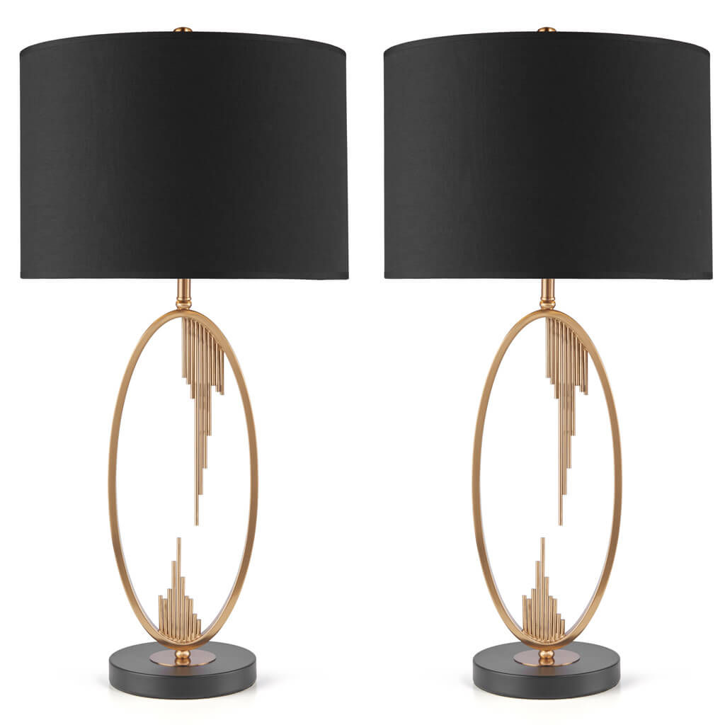 Perrire 30 Inch 1-Light Table Lamp With Metal Base (2-Pack)