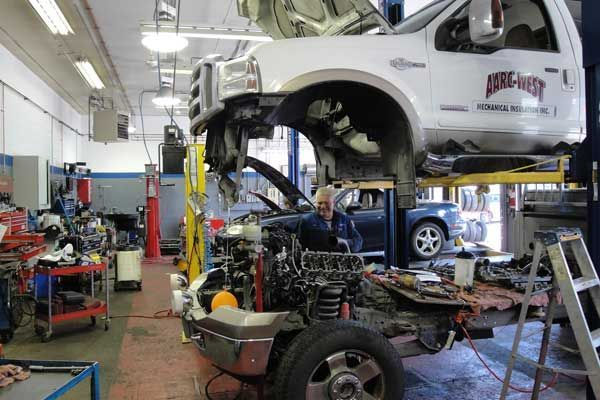 working on engine