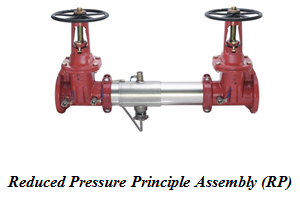 close up view of a cross connection reduced pressure principle assembly