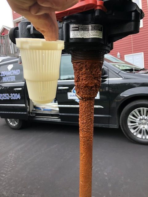Close-up of a water testing cone