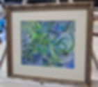 A Laura Leeder painting of beautiful blue hues, offset by a whimsical antique silver frame.
