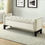 Thumbnail: Coleson Tufted Nailhead Cream Velvet Storage Bench, Espresso Wood Feet.