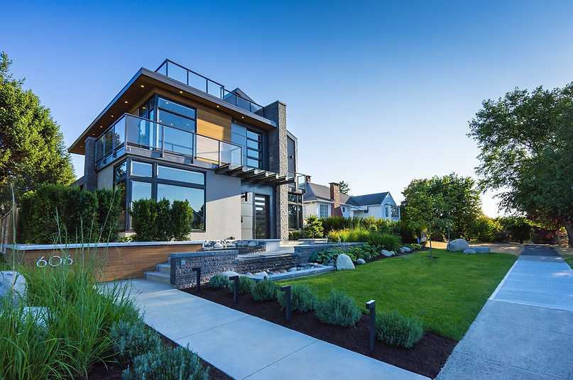 Modern house with professionally designed landscape