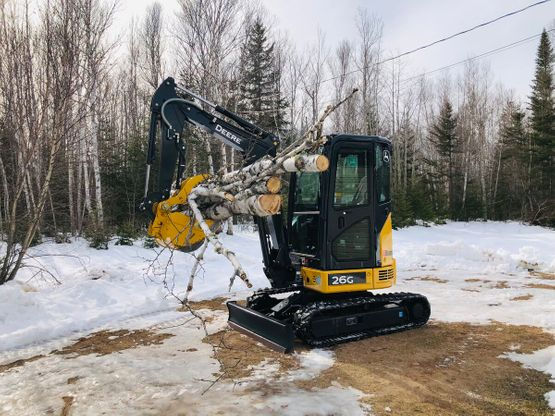 Excavator machine at work