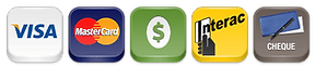 Visa, Mastercard, Cash, Intrerac, Cheque