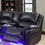 Thumbnail: Milton Bronze Nailhead in Fresh Black Air Leather LED Power Recliner Sectional