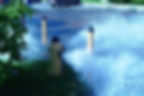 Fire hydrants releasing water
