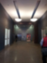 hallway with umbrella lights