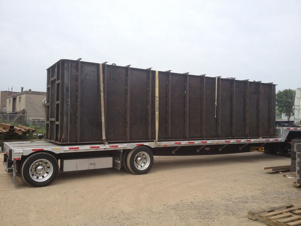 view of a trailer bringing metal object