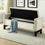 Thumbnail: Coleson Tufted Nailhead Cream Velvet Storage Bench, Espresso Wood Feet.