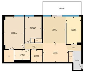 Pineview Towers 2 Bedroom (Type B1) - 840 Square Feet