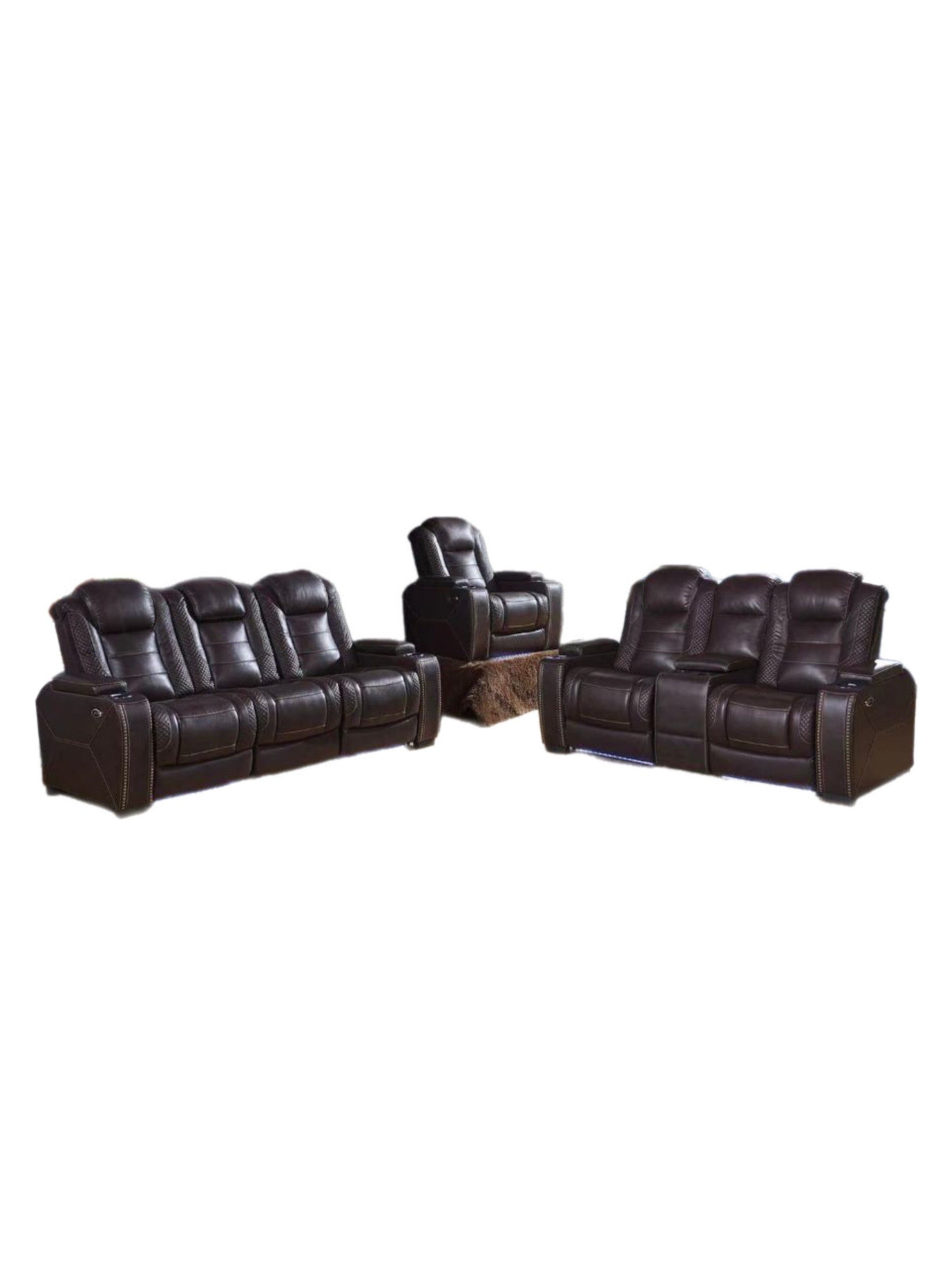 Infinity Recliner 3 Piece Power Headrest Living Room Set in Chocolate