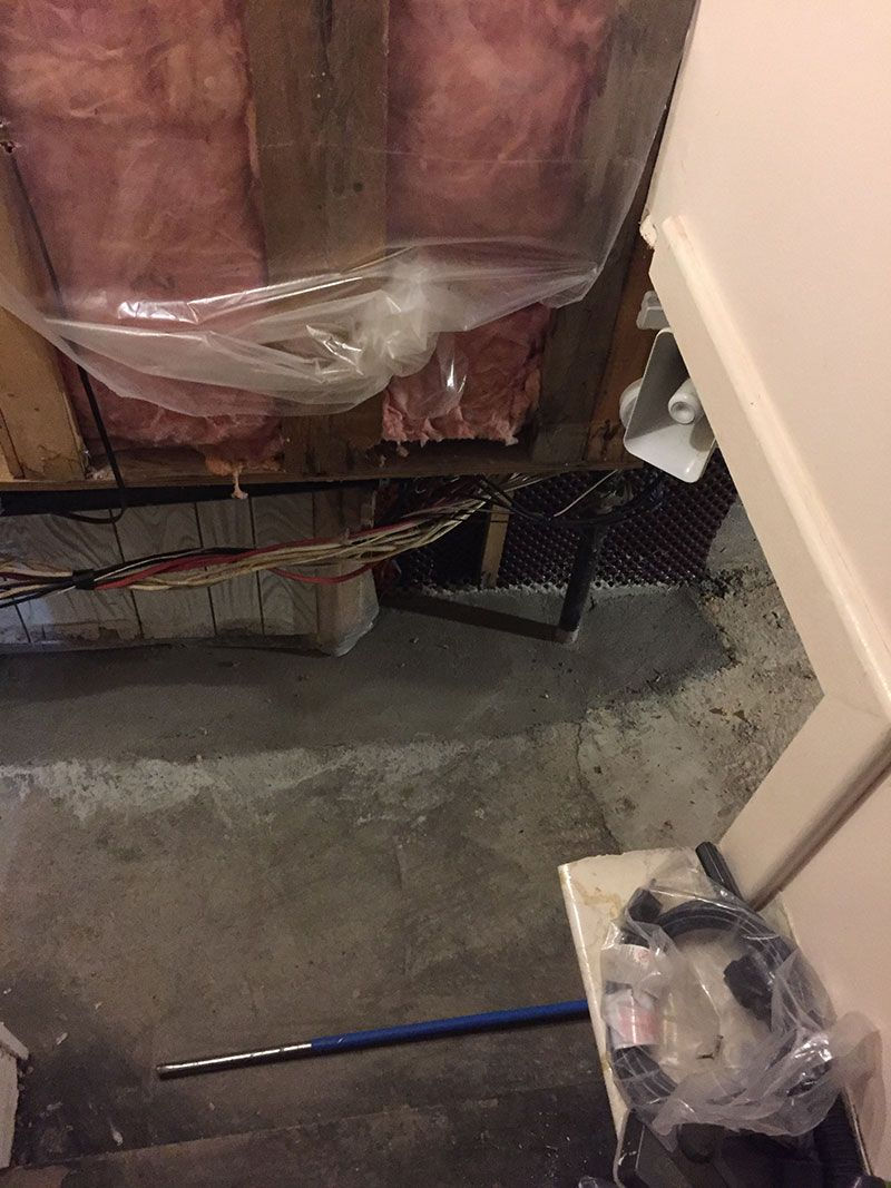 Jobsite with exposed wall