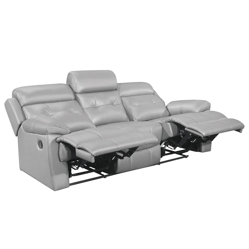 Thumbnail: Lambent Luxurious Genuine Leather 3 Piece Living Motion Recliner Set in Grey