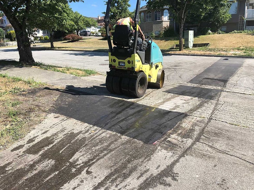 mini road roller repairing the road