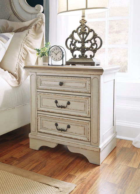 Thumbnail: Realyn California King Upholstered Bed with Mirrored Dresser, Chest and 2 Nights