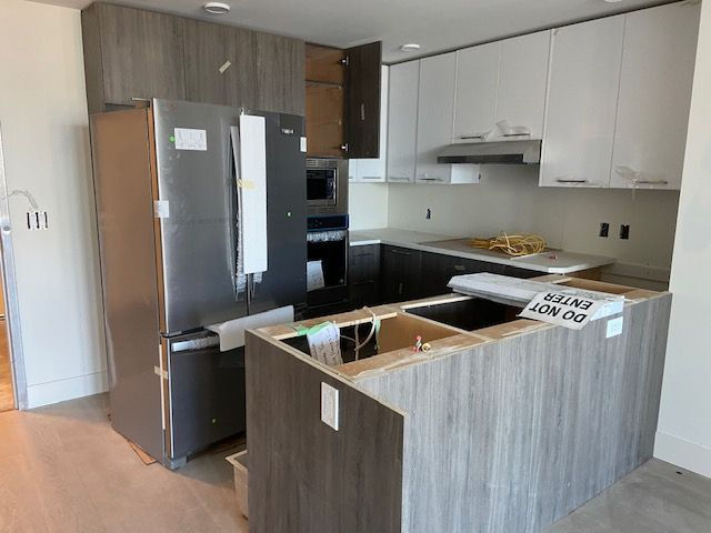 kitchen cabinet installation work in progress