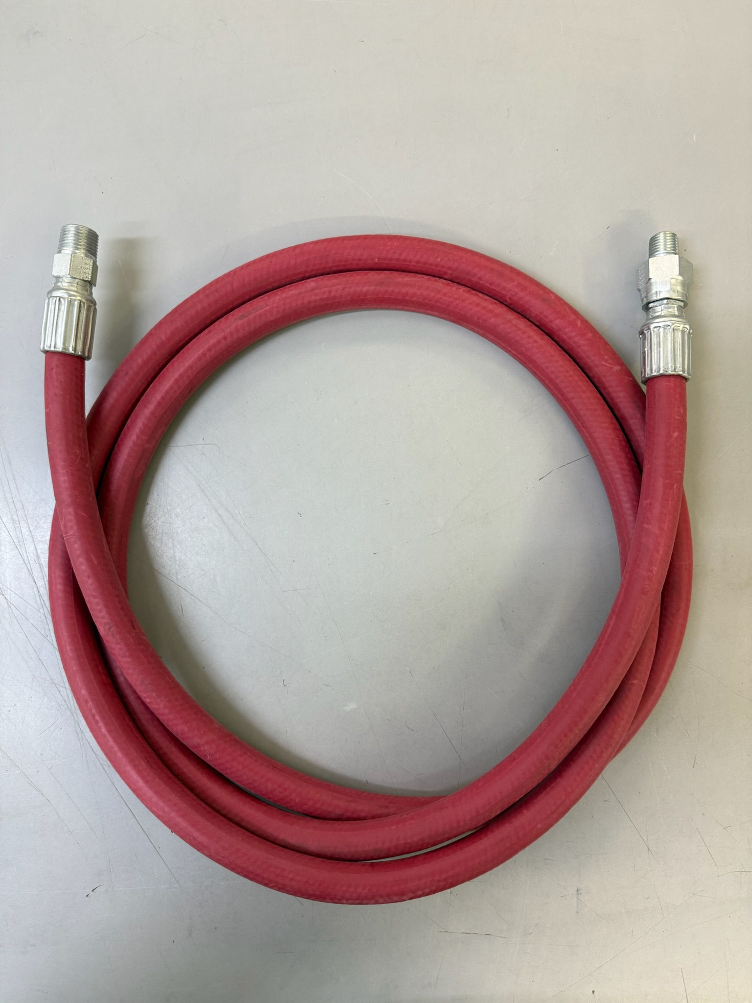WH8R-L81R-300-06-04 8ft Whip Hose 1/4" Swivel x 3/8" Solid (red)