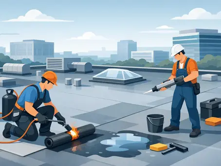 Toit plat commercial réparation: quoi faire vite