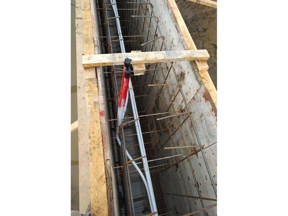 plastic pipe being installed during construction