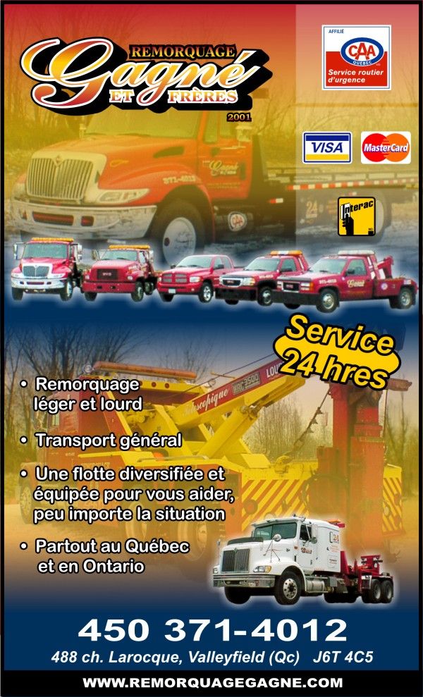 Camion remorqueur Gagné Valleyfield