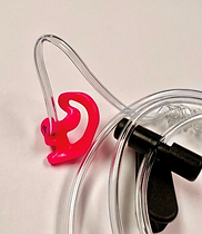 Clear acoustic tube with pink custom ear mold