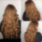 three images of a woman with brown curly hairs