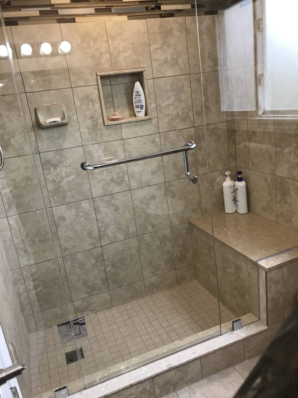 glass partition in bathroom