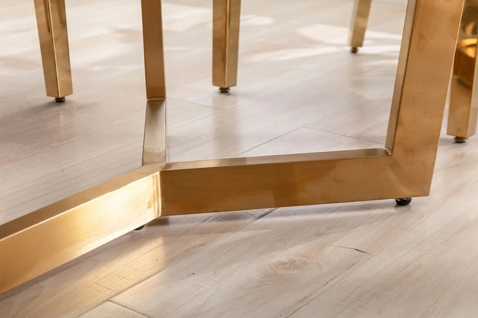 Thumbnail: Willow Ceramic Marble Top With Stainless Chrome Legs Dining Table And 6 Celest B