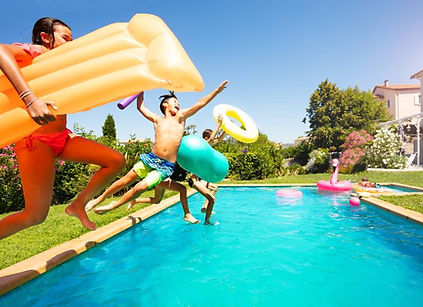 Children playing in a swimming pool