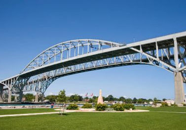 A picture of a blue water bridge in Ontario