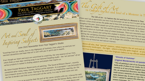 June 2025 - e-newsletter from Paul Taggart - Artist : Author : Presenter : Producer - about Paul Taggart's Fine Masterworks paintings, featuring 'The Sound of Distant Shores' Masterworks Grande Miniature oil pinting and 'Ghosts of Summer' Masterworks oil painting