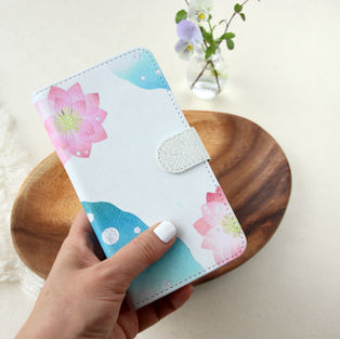 【スマホケース-汎用手帳型】水はす