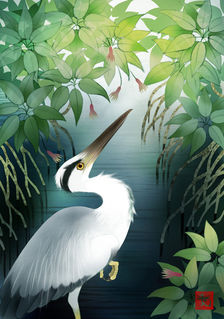 マングローブと青鷺