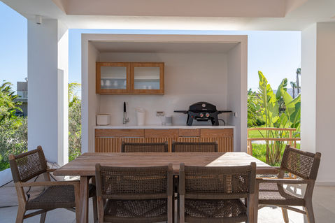 Escape to Taf Villas, a luxury beach resort on the captivating Kos Island in Greece, where the premium 2-bedroom villa offers sophisticated accommodation with the added delight of a private pool and a BBQ area, creating the perfect setting for an indulgent and memorable vacation by the Mediterranean.