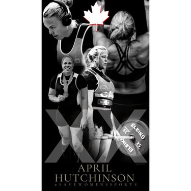 Poster of April Hutchinson with the words #SaveWomensSports sprawled across the bottom.