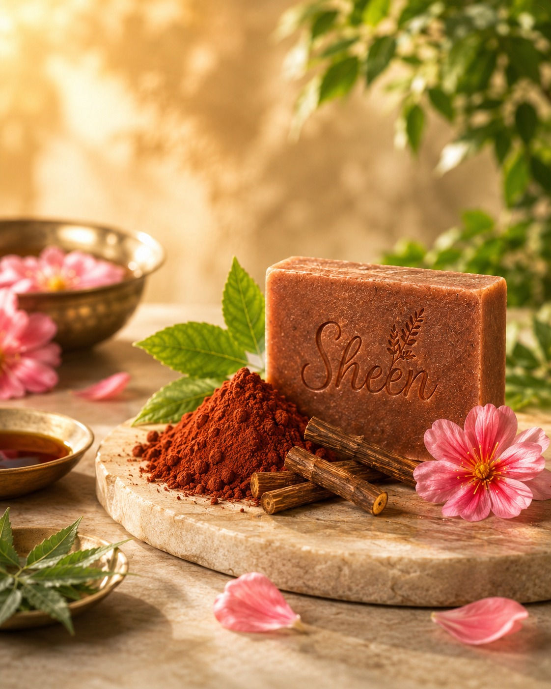 Sheen Handmade Manjishtha Ubtan Soap | Ayurvedic Soap for Glowing Skin | 100g