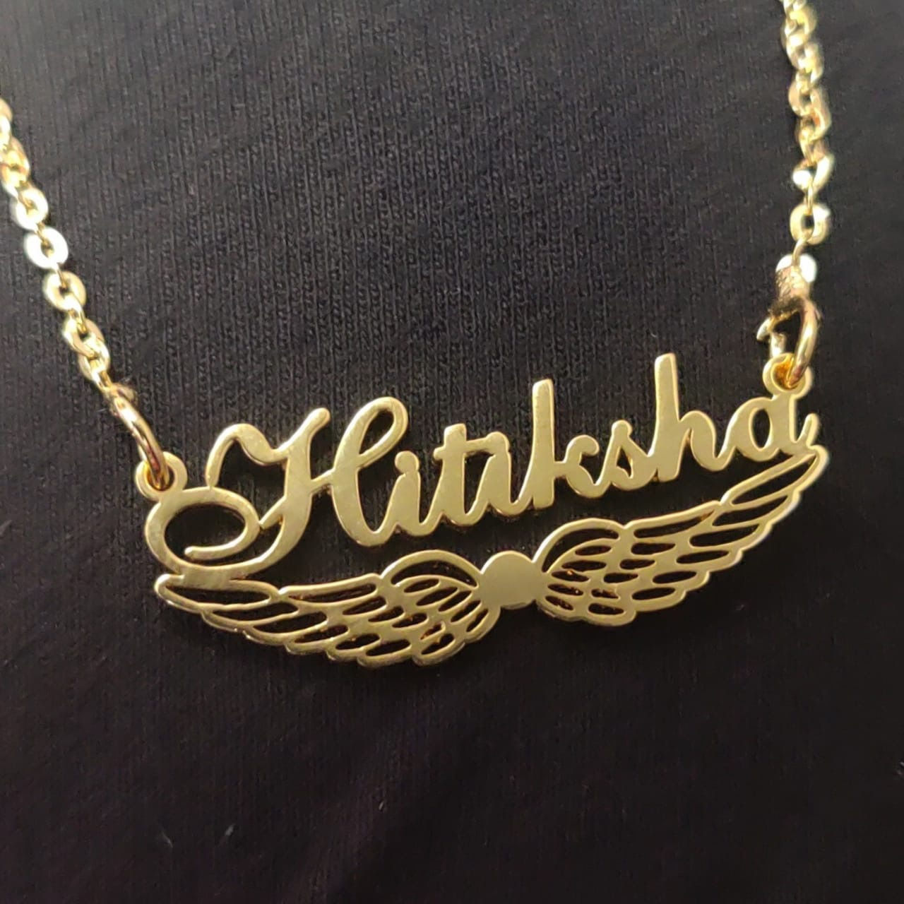 18KT gold plated Name Necklace With Flying Wings