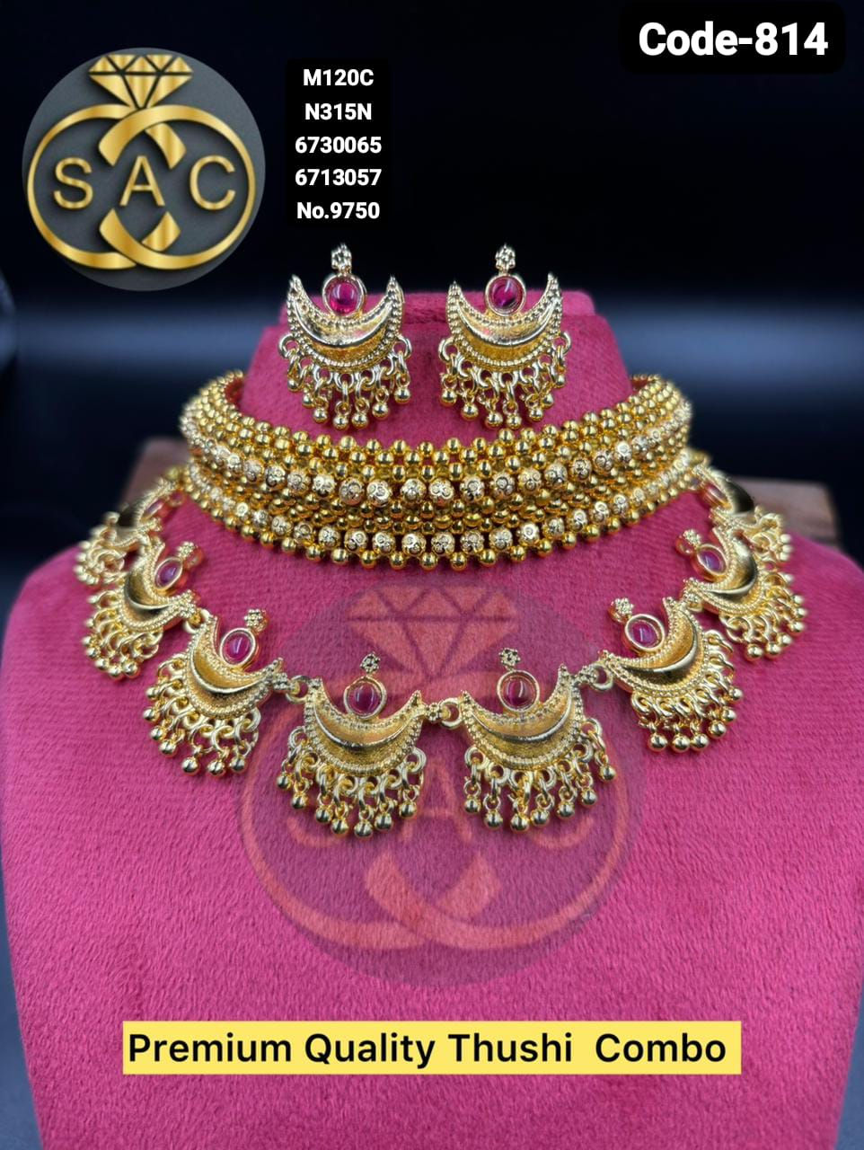 Premium Quantity Thushi Necklace Combo Set - 814