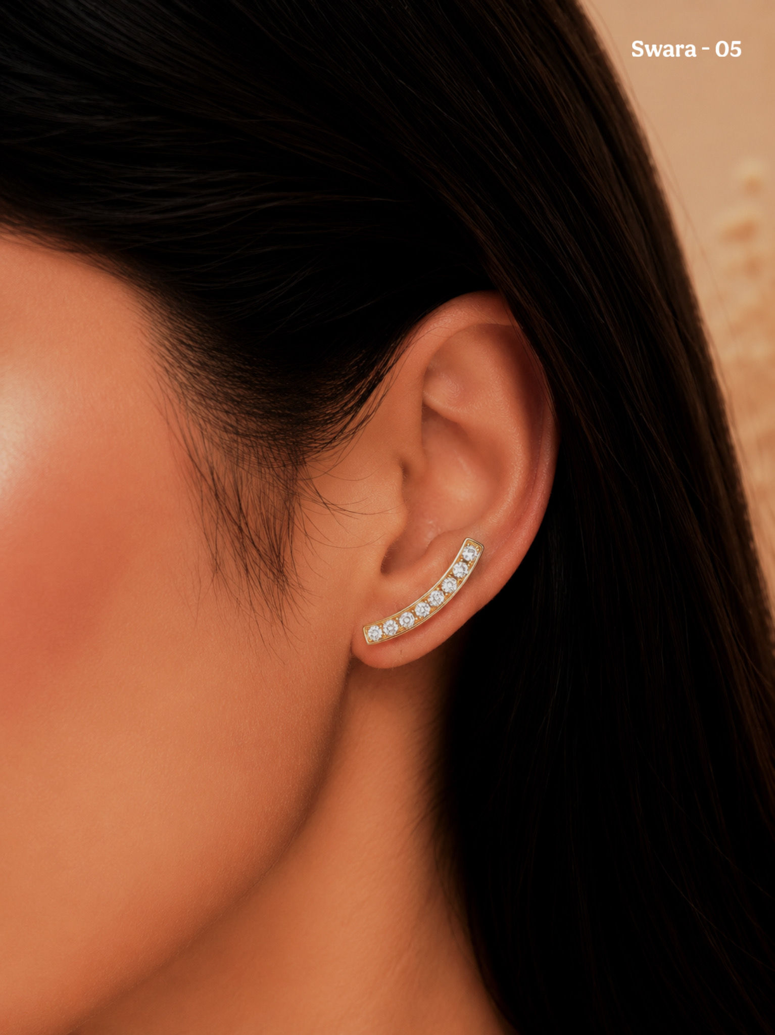 Crystal Ear Cuff Earrings 18 kt Gold plated | Elegant Daily Wear Pair