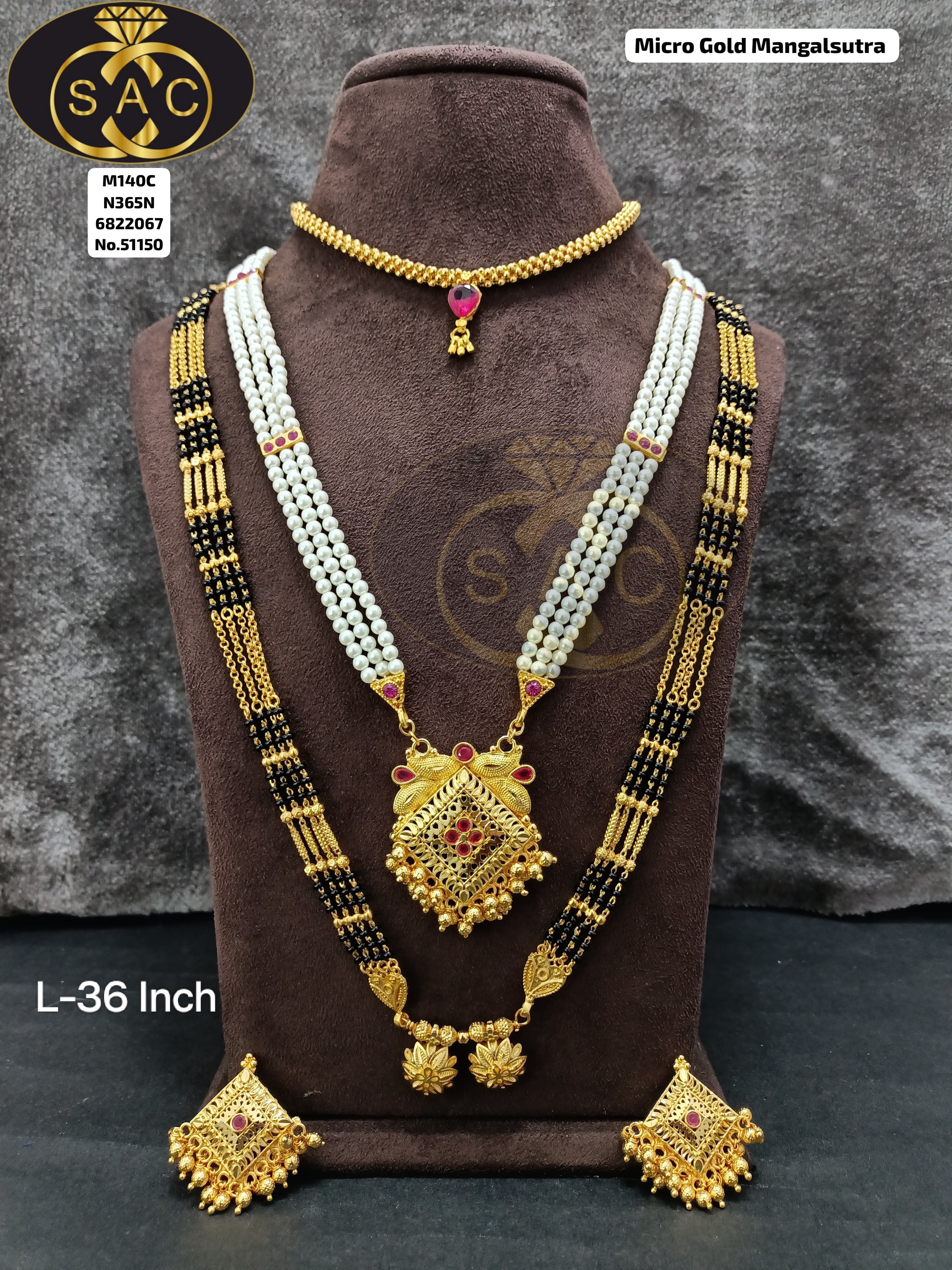 Premium Quality Micro Gold Mangalsutra Combo Set