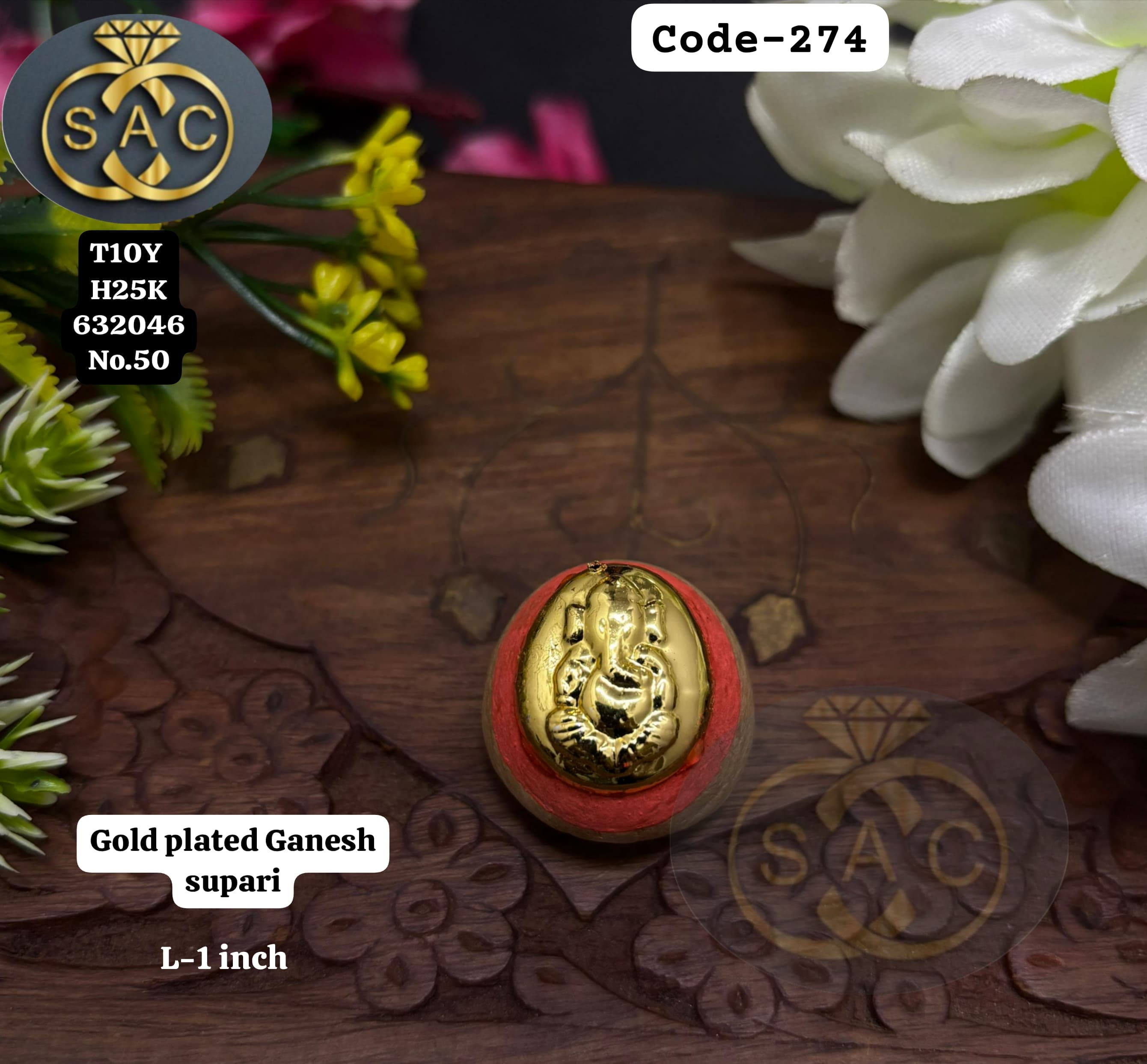 GOLD PLATED GANESH SUPARI -274