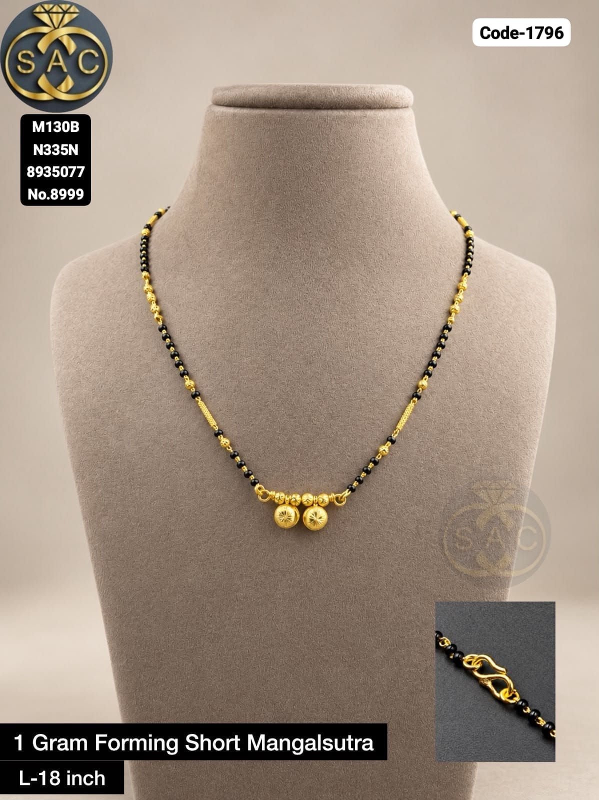 ONE GRAM GOLD SHORT MANGALSUTRA - 1796