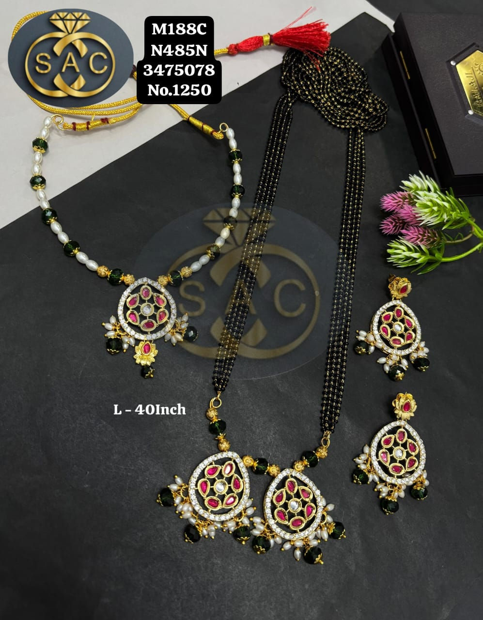 Handmade AD Necklace Mangalsutra Combo Set*