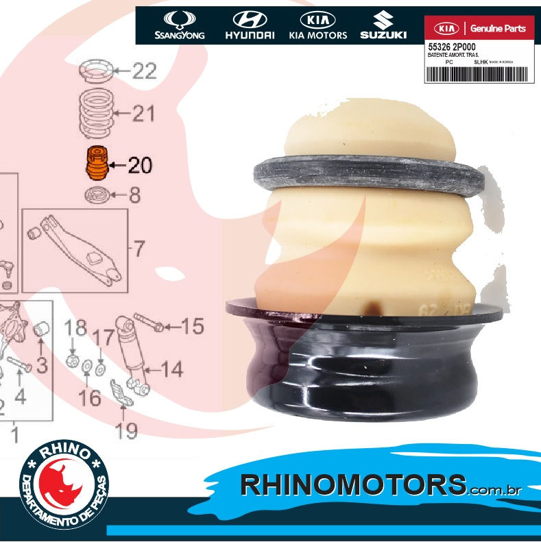 Miniatura: 553262P000 Batente Amortecedor Traseiro SORENTO, VERACRUZ, SANTA FE