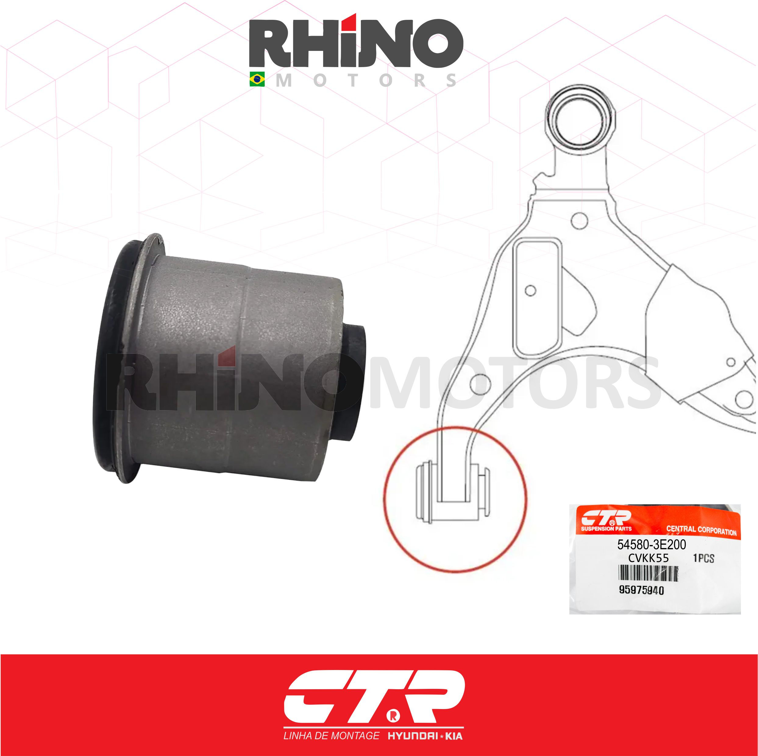 545803E200 Bucha Bandeja Inferior Dianteiro KIA SORENTO 2002 A 2009