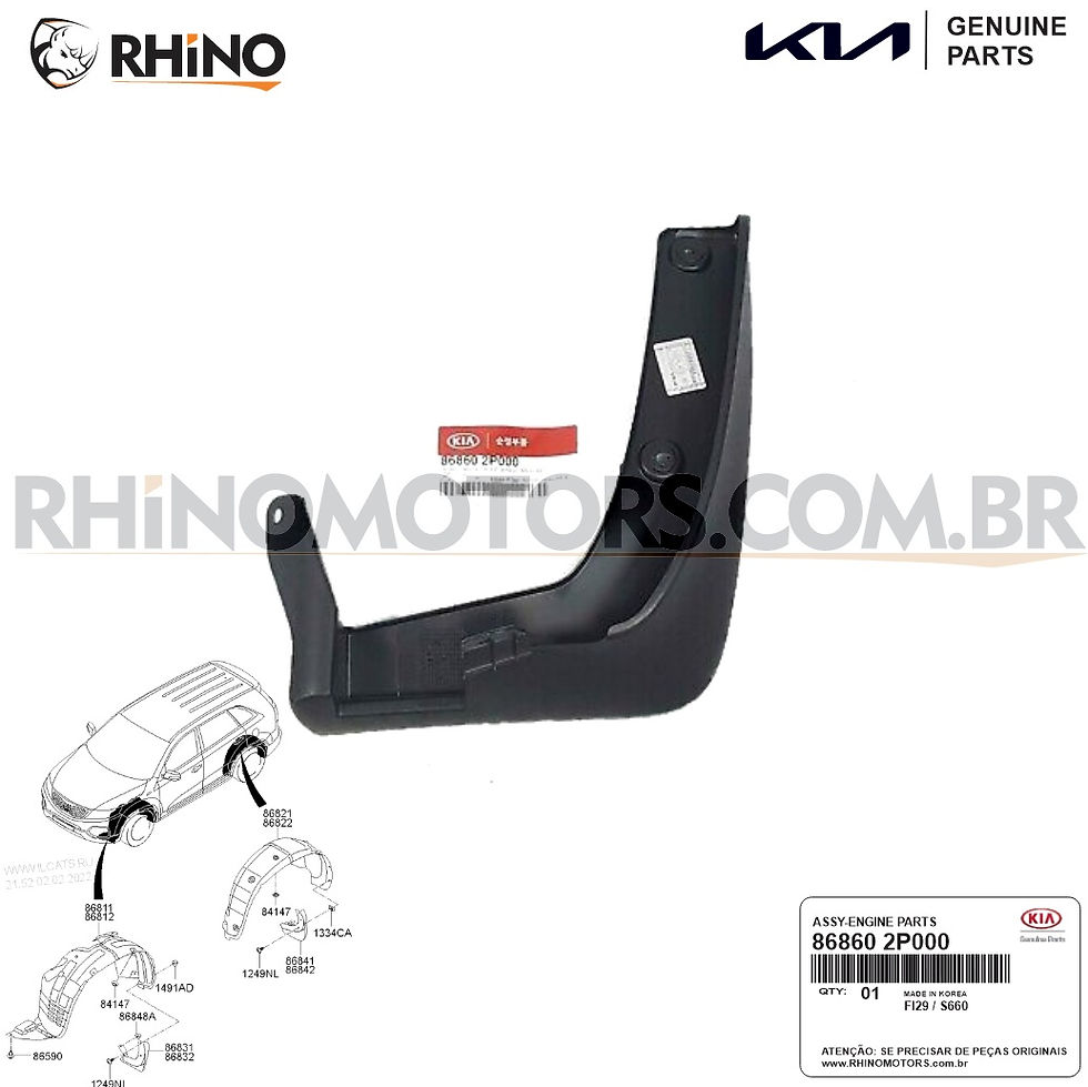 Miniatura: 868602P000 Lameiro Parabarro Dianteiro Direito Kia Sorento 2009 a 2014