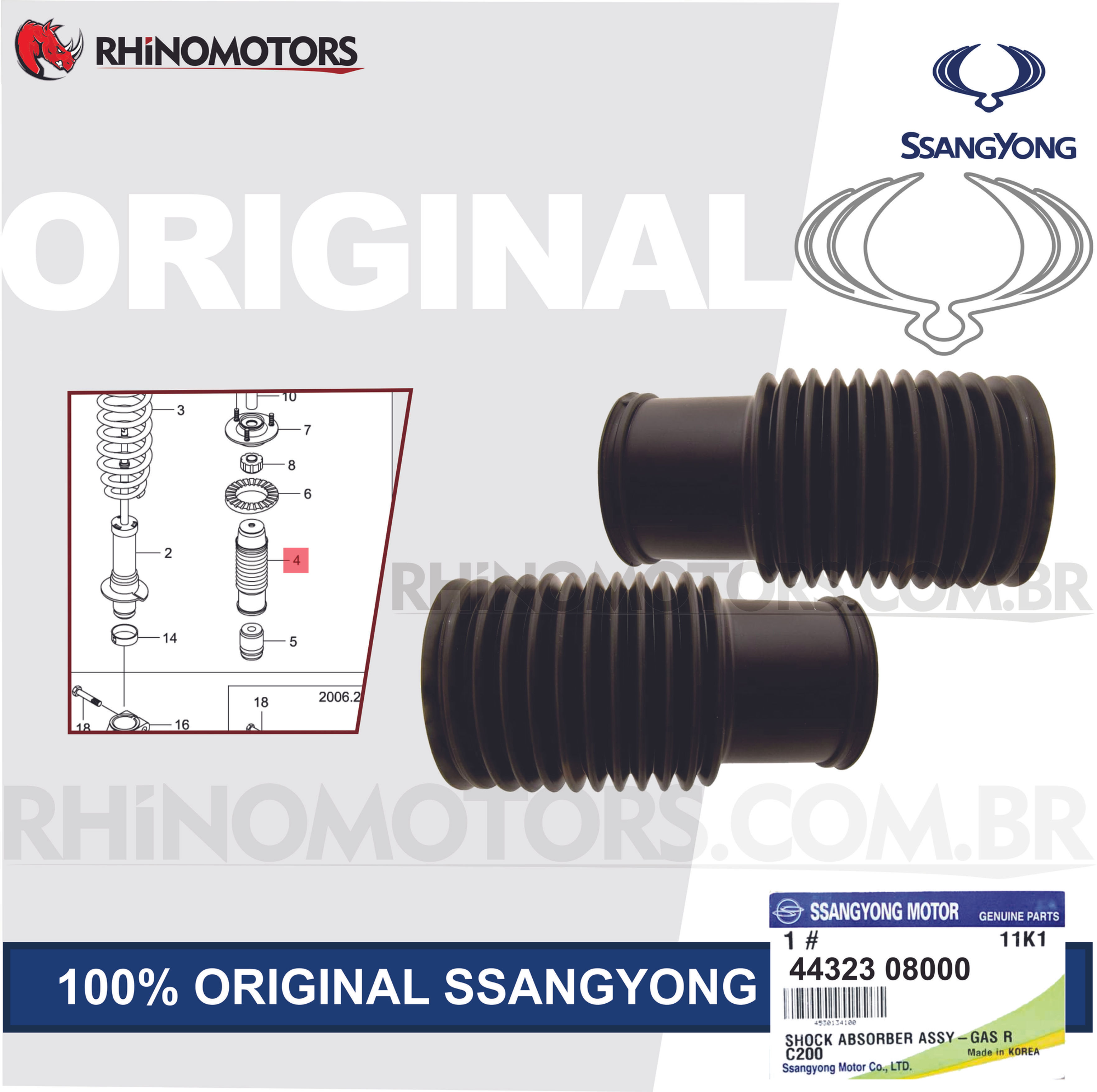 4432308000 - PAR COIFA AMORT. DIANT. SSANGYONG ACTYON SPORT, KYRON,  REXTON