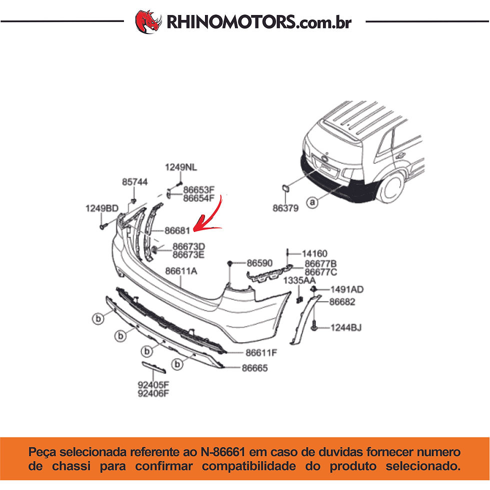 Miniatura: 866612P000 - Suporte Parachoque Traseiro Lado Esq Kia Sorento 2009 A 2012