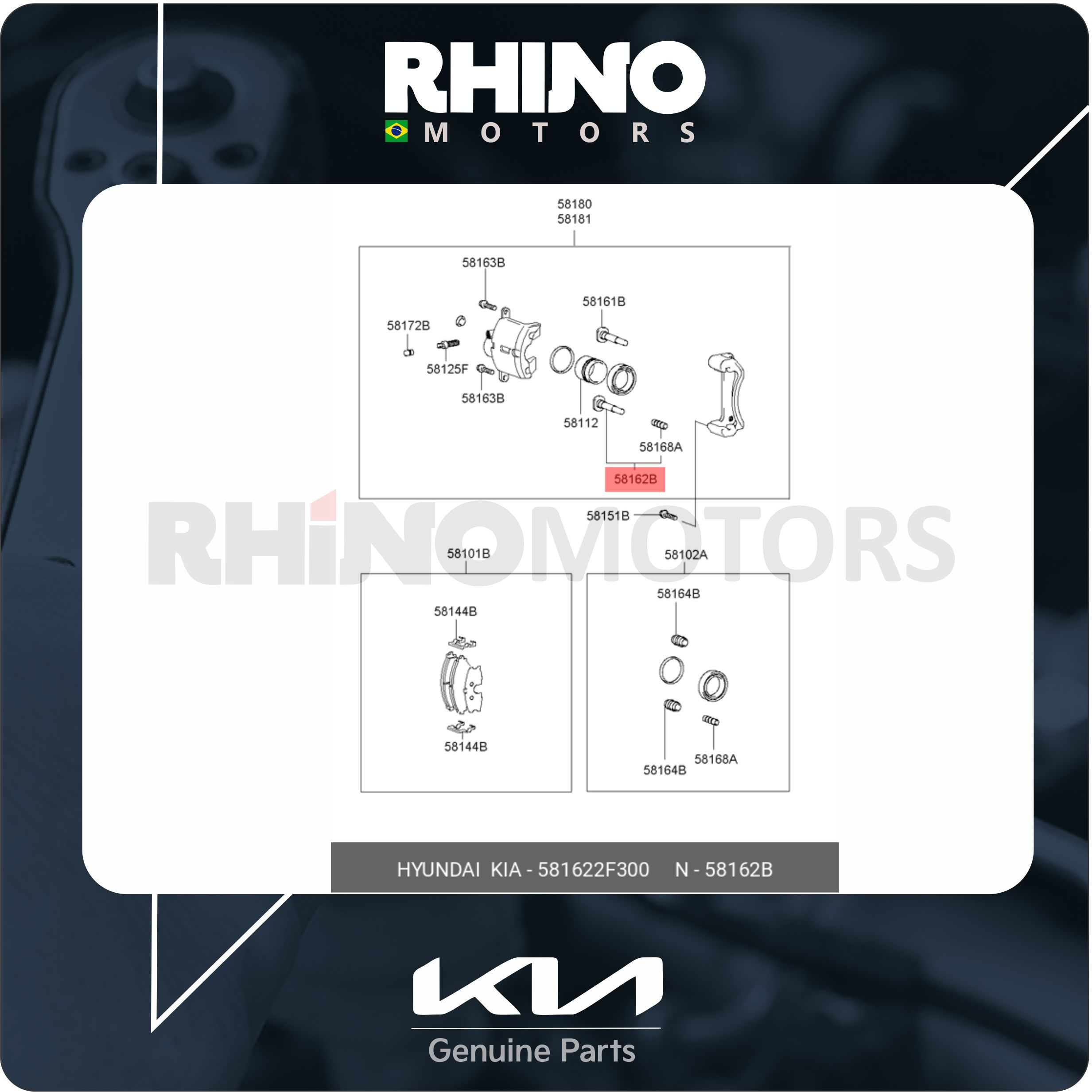 581622F300 Pino Guia Inferior Freio Dianteiro hyundai kia